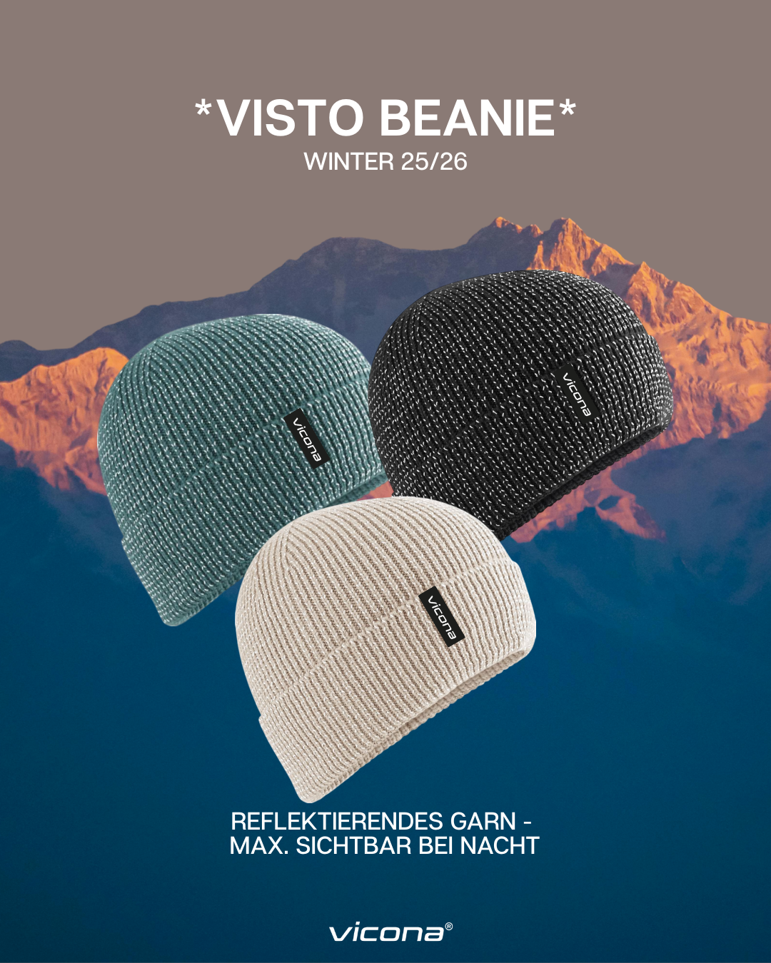 Visto Beanie reflektierend - schwarz