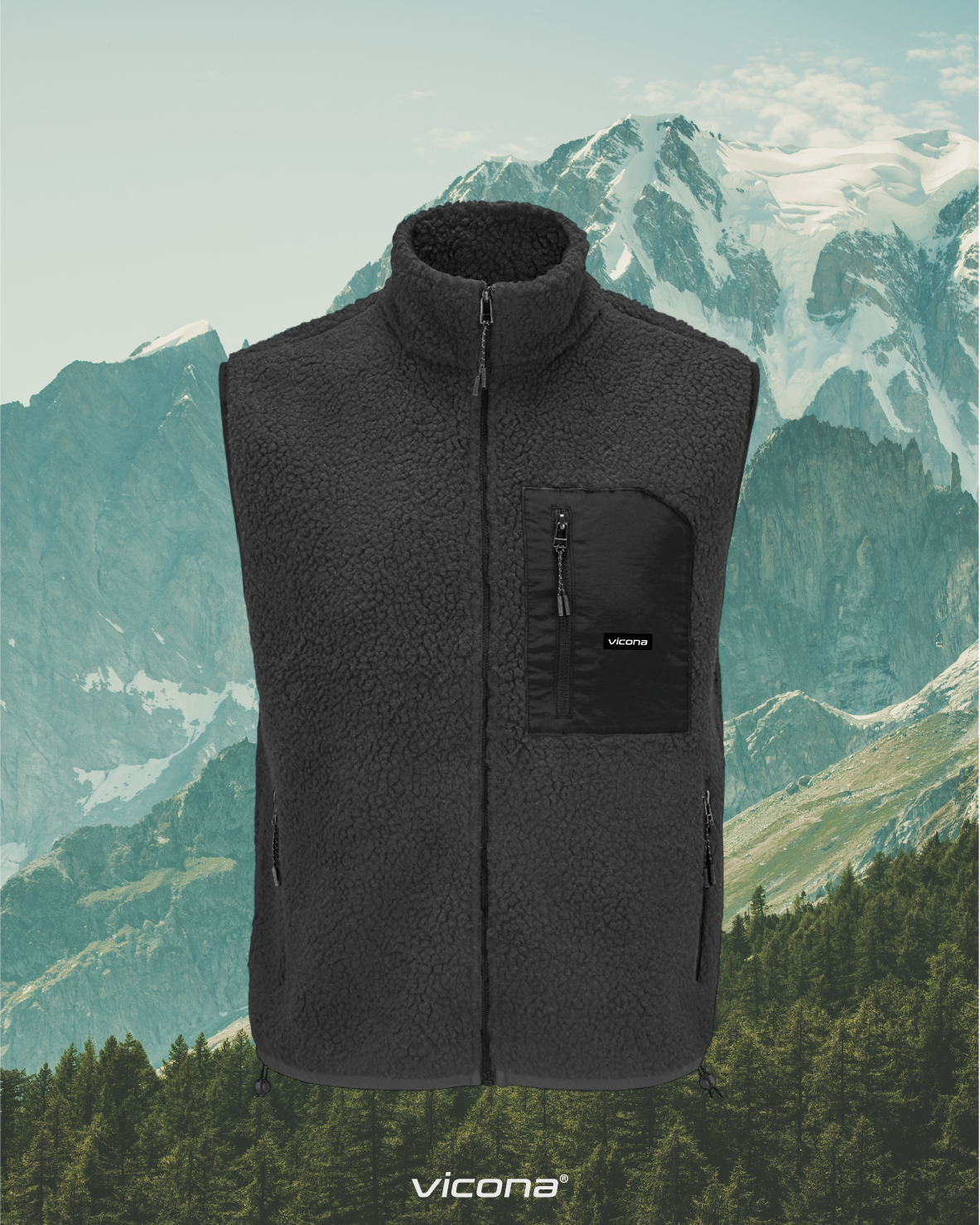 Monti Fleece Weste schwarz (Uni)