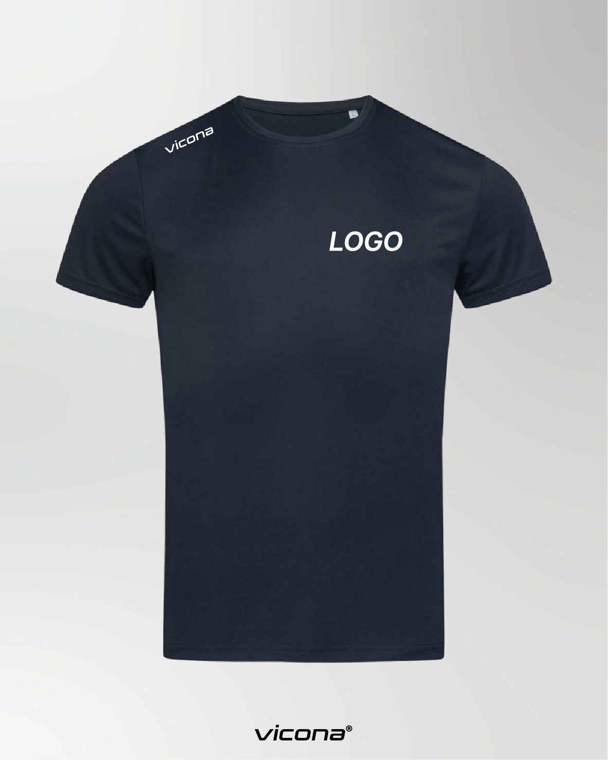 Blaues Vicona Sportshirt aus Polyester, atmungsaktiv und schnell trocknend, recyceltes Polyester