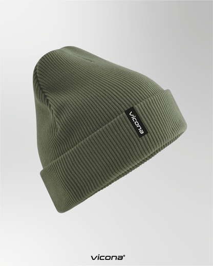 grüne Beanie aus Bio-Baumwolle