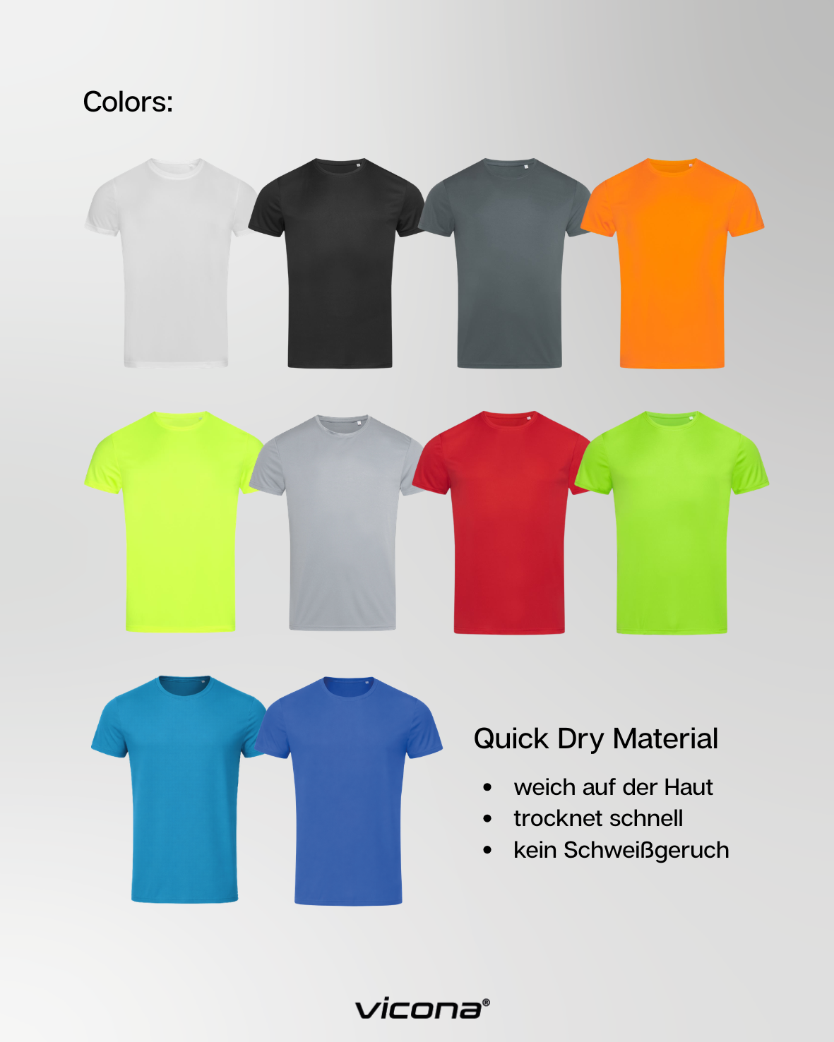 Sportshirs in verschiedenen Farben für Sportvereine und Firmen, mit Logo bedruckt