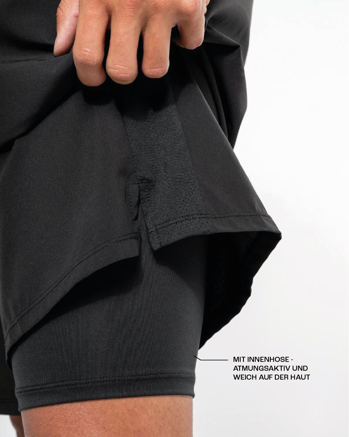 Brezza Herren Sporthose in Schwarz, atmungsaktive Shorts mit Innenhose, schnelltrocknendes Funktionsmaterial für Training und Laufen