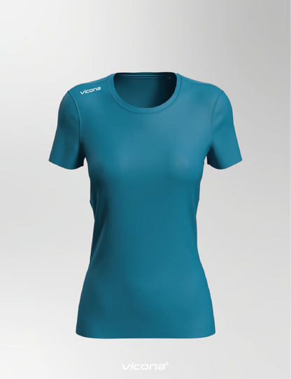 Brezza Damen Sportshirt in Aquablau, sportlicher Schnitt, atmungsaktiv, schnell trocknend, Wandershirt, Laufshirt