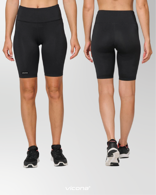 Brezza kurze Wander-Shorts für Damen in Schwarz, eng anliegender Leggings-Schnitt aus recyceltem Material