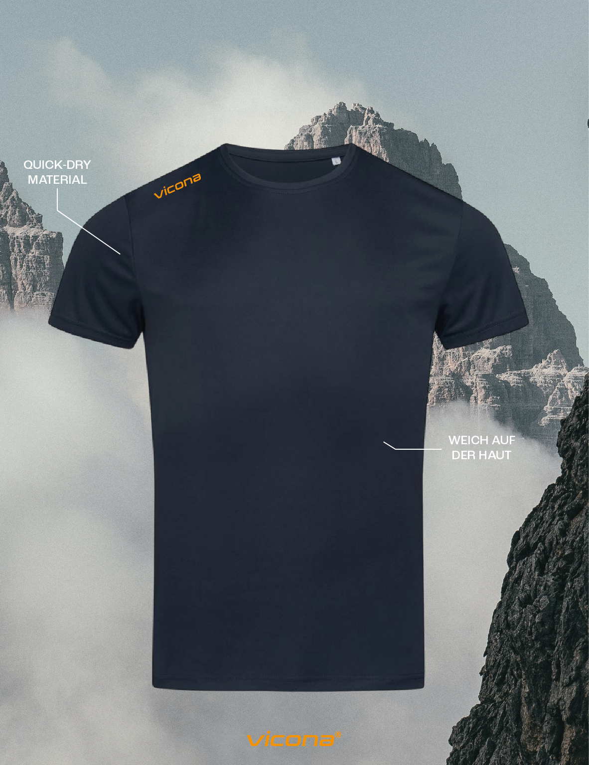 Brezza Herren Sportshirt in Navyblau, Wandershirt und Laufshirt, weiches Material, sehr haufreundlich
