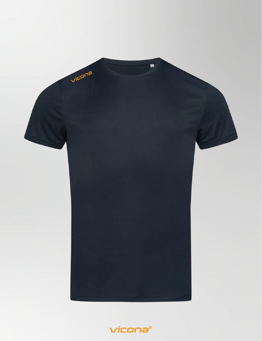Brezza Herren Sportshirt in Navyblau, klassischer Rundhalsausschnitt und Kurzarm, ideal für Fitness und Training