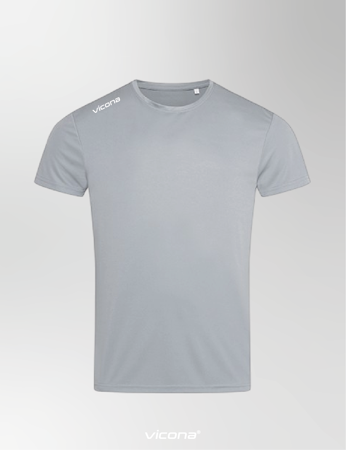 Brezza Herren Sportshirt in Silber aus atmungsaktivem Funktionsmaterial, Vorderansicht mit Logo