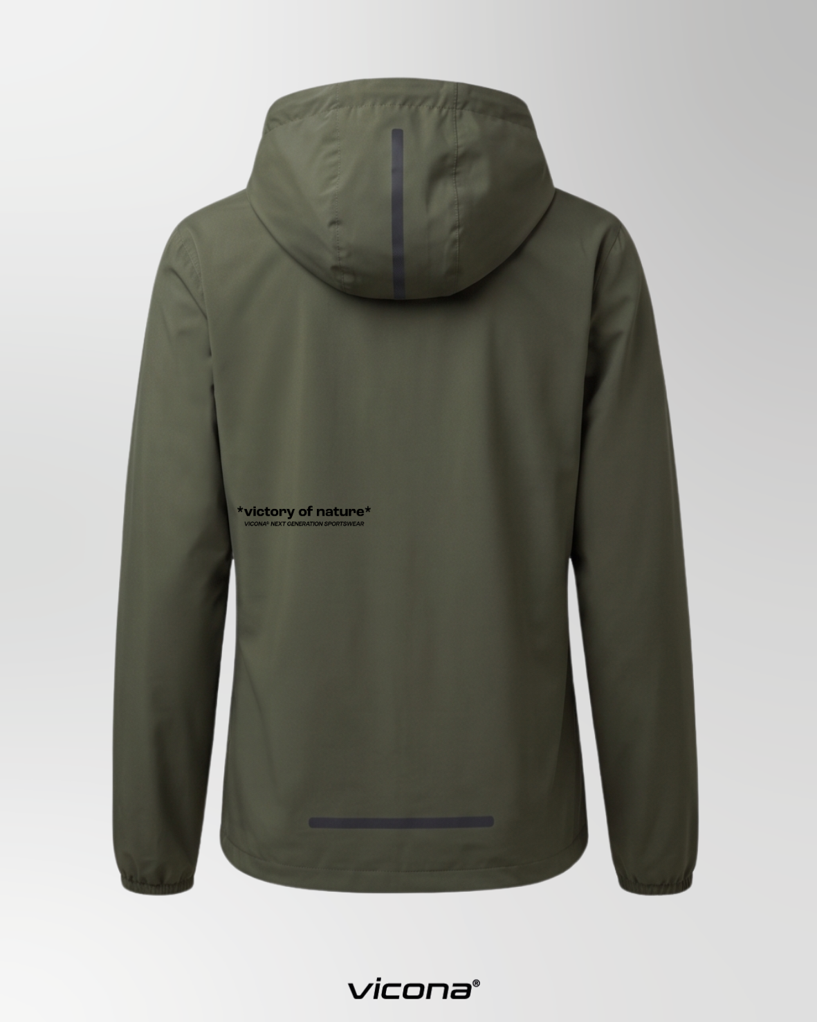 Rückansicht der Lago Windbreaker Jacke mit reflektierenden Elementen für Sichtbarkeit bei Nacht, ideal zum Laufen und Wandern
