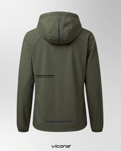 Rückansicht der Lago Windbreaker Jacke mit reflektierenden Elementen für Sichtbarkeit bei Nacht, ideal zum Laufen und Wandern