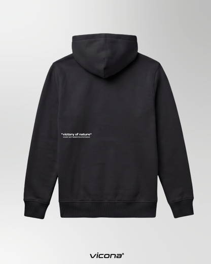 Vicona Rocca Hoodie in Schwarz von hinten, lockerer Oversize-Look für Damen und Regular Fit für Herren